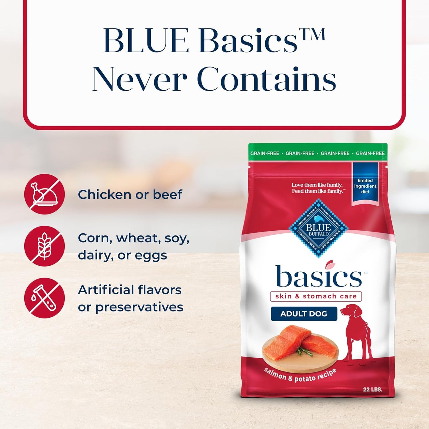 Basics Grain-Free Adult Dog Food, Limited Ingredient Salmon Recipe, 22 lb Bag