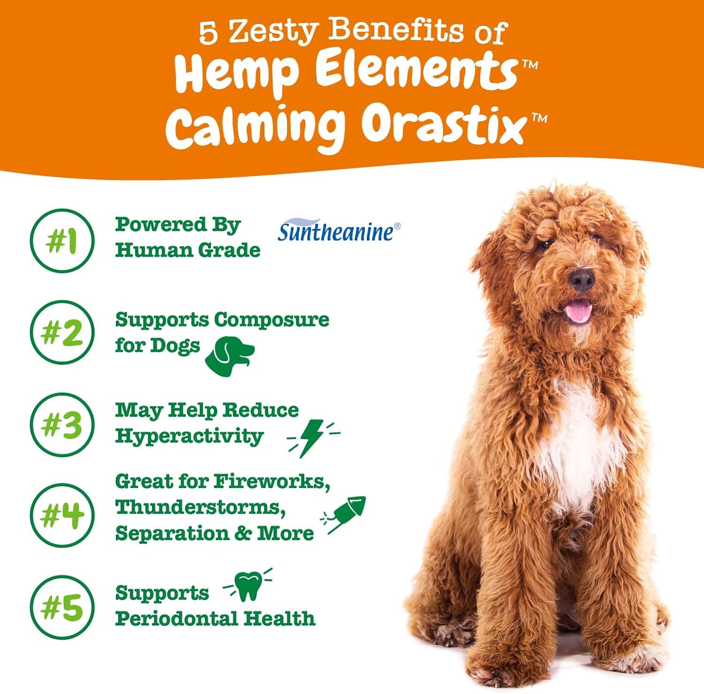 Orastix Calming Dental Sticks for Dogs - Hemp, Melatonin, and Chamomile Formula for Stress Relief and Oral Health - 25 Oz