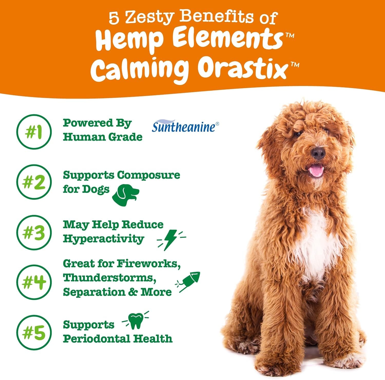 Orastix Calming Dental Sticks for Dogs - Hemp, Melatonin, and Chamomile Formula for Stress Relief and Oral Health - 25 Oz