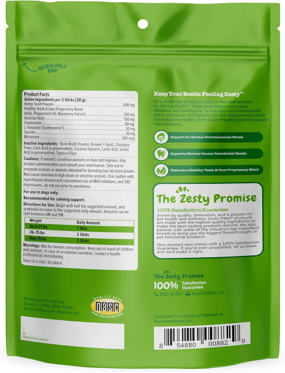 Orastix Calming Dental Sticks for Dogs - Hemp, Melatonin, and Chamomile Formula for Stress Relief and Oral Health - 25 Oz