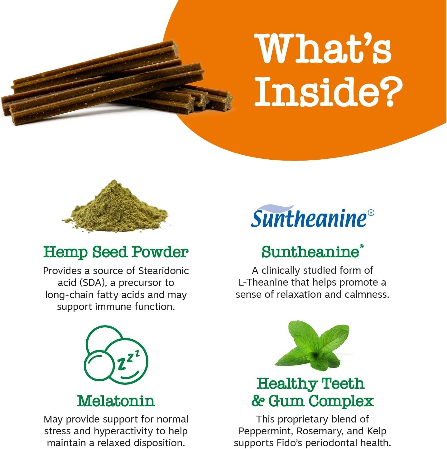 Orastix Calming Dental Sticks for Dogs - Hemp, Melatonin, and Chamomile Formula for Stress Relief and Oral Health - 25 Oz